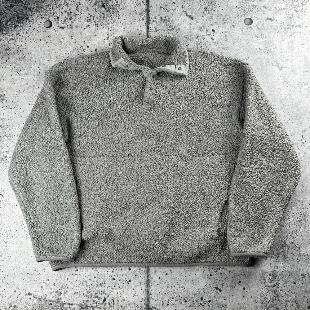 Skims Sherpa Fleece 1/4 Button Pullover Size L/XL  Grey